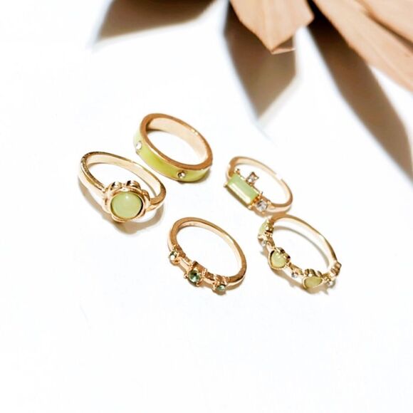 Green crystal ring set #738 - Picture 2 of 2